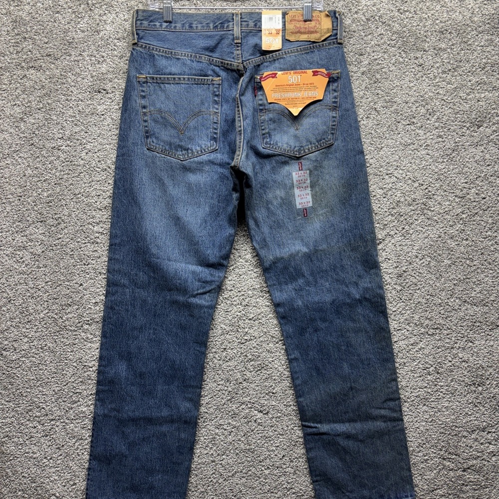 Levi's 501 XX Blue Jeans Men's 33x34 Original Preshrunk Button Fly Deadstock NWT - Picture 1 of 16